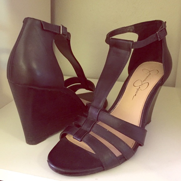 Jessica Simpson Black Strappy Wedges