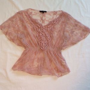 Elegant and Vintage Style Pink Lace Blouse