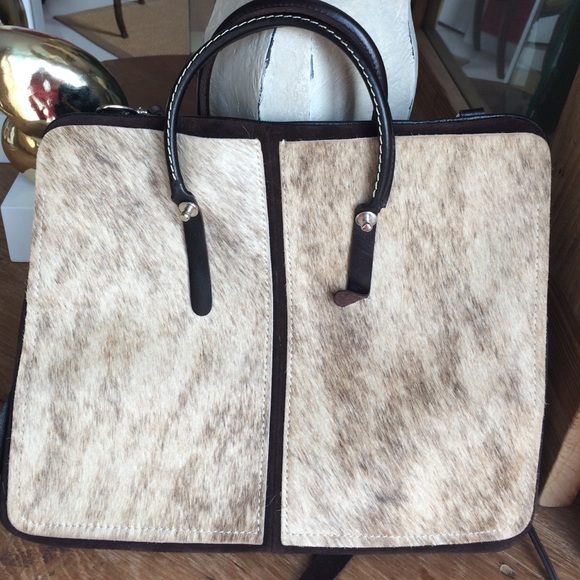 Cowhide &  brown leather iPad/briefcase holder