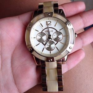 women's chronograph Relic gold and marble watch