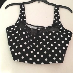 Polka dot with mesh crop top