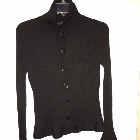 Versatile black merino wool cardigan