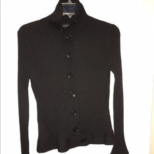 Versatile black merino wool cardigan