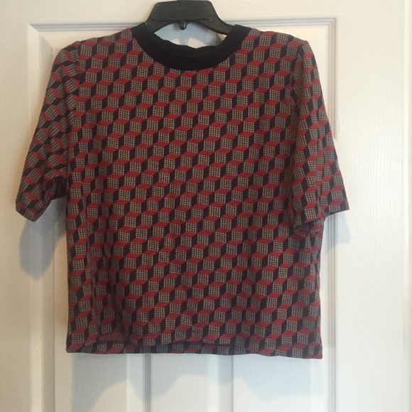 Topshop geometric high neck sweater top