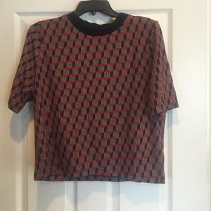 Topshop geometric high neck sweater top