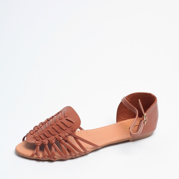 FINAL PRICE | Cognac Faux Leather Huaraches Sandal - Picture 3 of 4