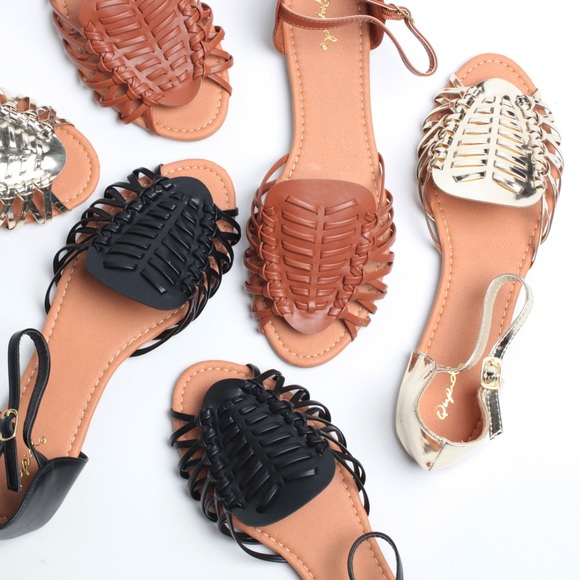 FINAL PRICE | Cognac Faux Leather Huaraches Sandal - Picture 4 of 4