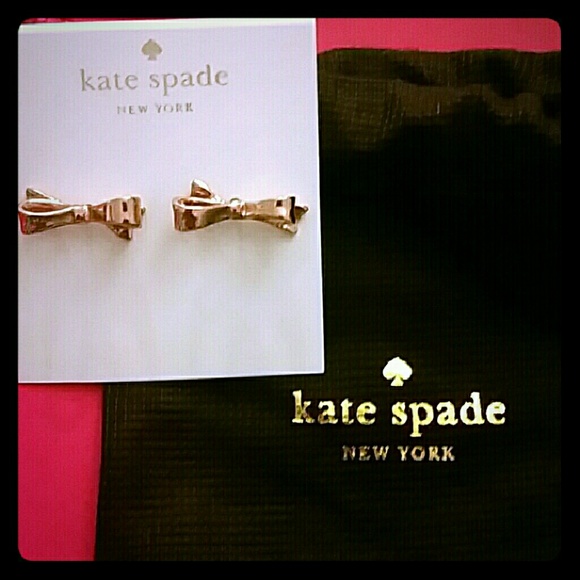 kate spade Jewelry - Kate Spade Rose Gold Bow Earrings