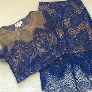 L'atiste by Amy Cobalt Blue Lace Two Piece Set