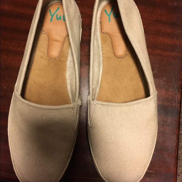 Tan slip on shoes