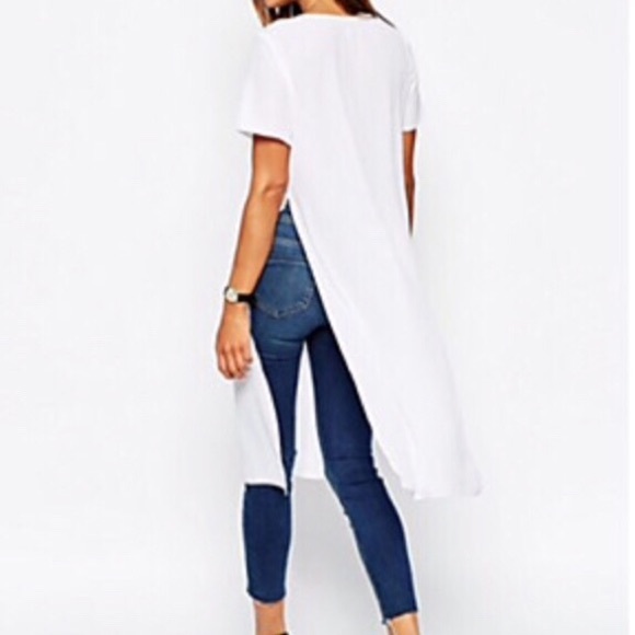 One left!!!! Fabulous side slits long white tee❤️ - Picture 4 of 4