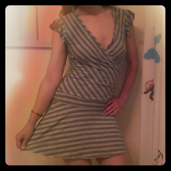 No Boundaries Striped V-neck Mini Dress