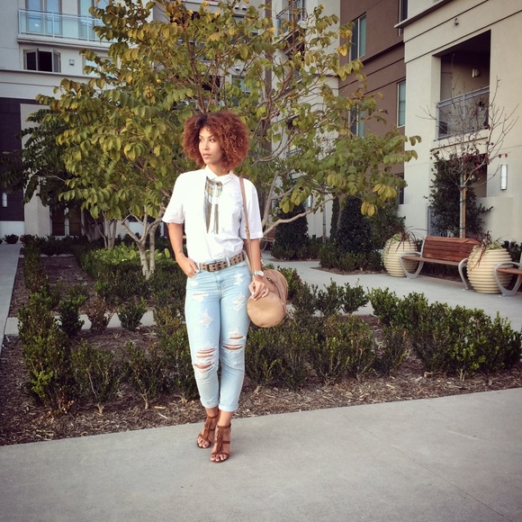 High waist light wash Hollister torn jeans