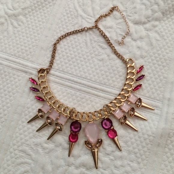 Fuchsia, pink, gold necklace