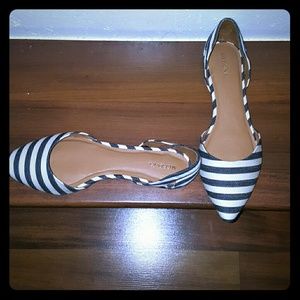 Merona Navy and Creme Striped Flats