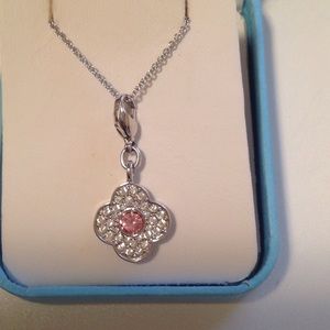 Flower Pendant 🌷 White & Pink Stones