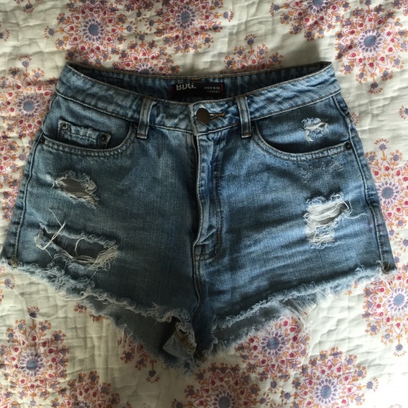BDG High Rise Distressed Jean Shorts