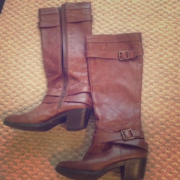 Brown leather boots