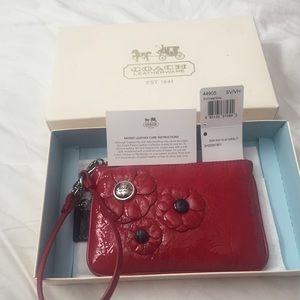 Coach Poppy Patent Leather Flower Wristlet