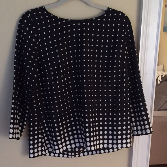 Long sleeve black polka dot top