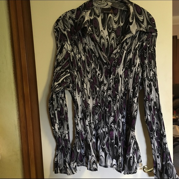 Purple, Black and White Accordion Shirt