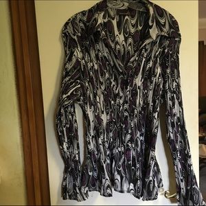 Purple, Black and White Accordion Shirt