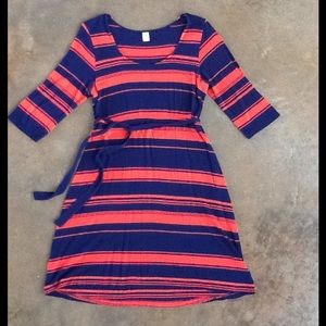 Navy and orange knit dress
