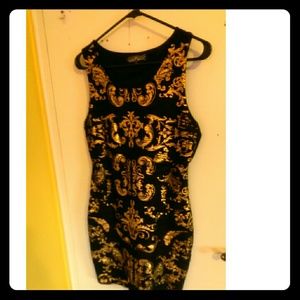 Black & gold little black dress