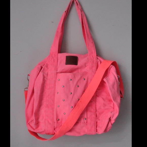 PINK studded carry on duffle bag