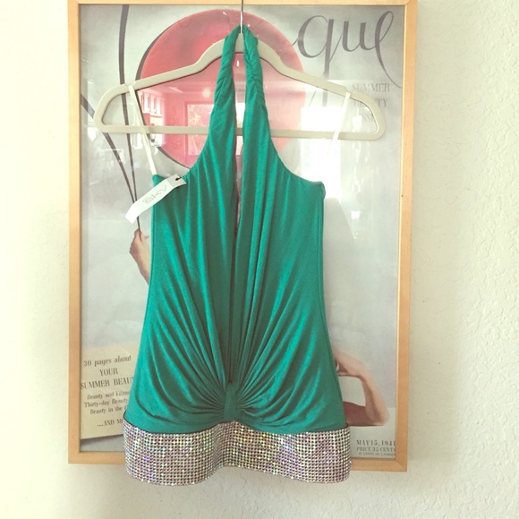 NWT SKY Emerald Jane Halter top
