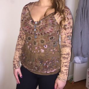 Free people, multicolored long sleeve.