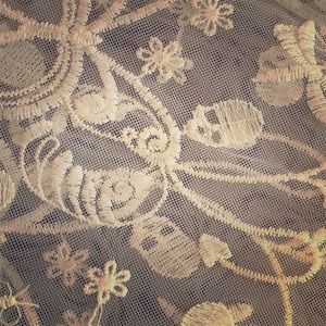 beautiful cream seethrough skull embroidered dress