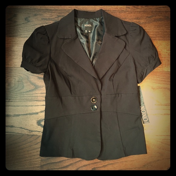 XOXO Black Fitted Short Sleeve Blazer