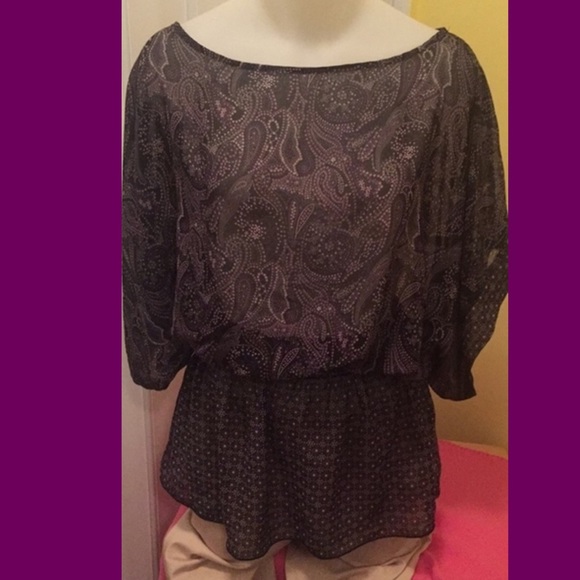 Purple & Black Sheer Top