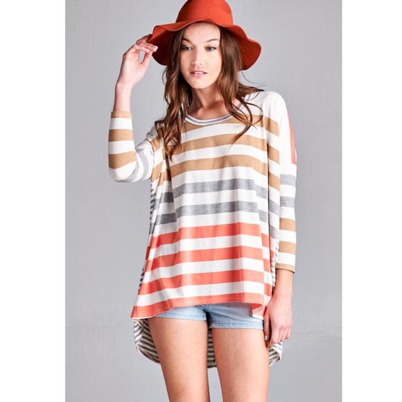 🚨1 HR SALE🚨SAMANTHA loose stripe top - ORANGE - Picture 3 of 3