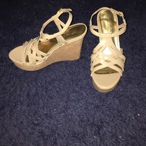 Nude and glitter wedges