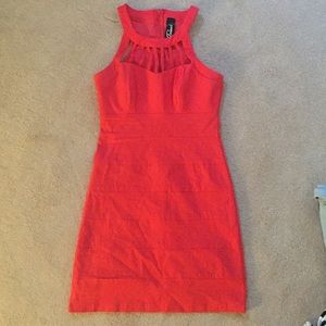 Bright coral bodycon dress HOLD