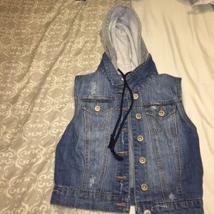 Cute jean vest with hoodie