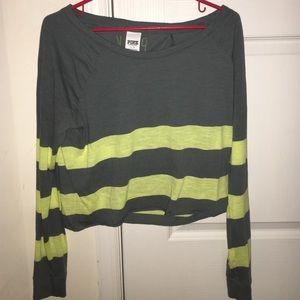 PINK Yellow and Gray Crop Top