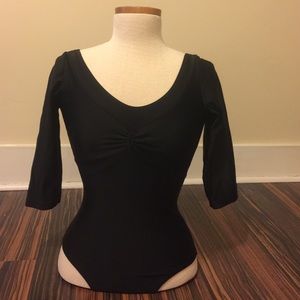 Natalie 3/4 Sleeve Black Leotard