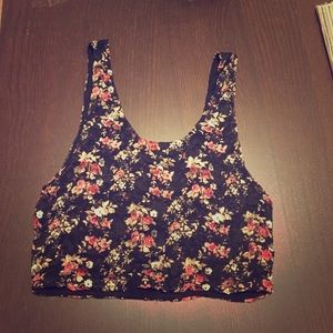 Floral Print Lace Crop Top