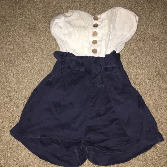 Adorable blue and white romper