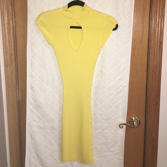 Guess by Marciano bright yellow tight knit dress