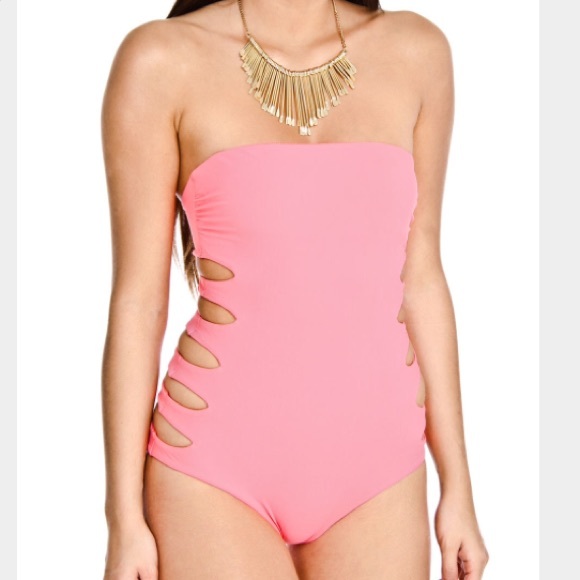 Red Carter Cut Out Bandeau One Piece Swimsuit SOLD