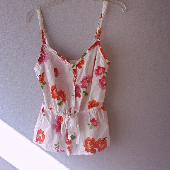 Pink and Orange Rose tank blouse- Hollister