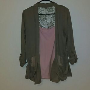 Vanity cardigan with lace sz L