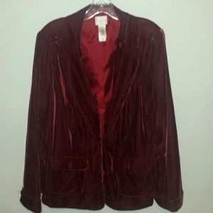 Beautiful red velvet blazer w/2 button closure