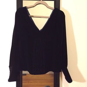 Alice + Olivia long sleeve velour blouse