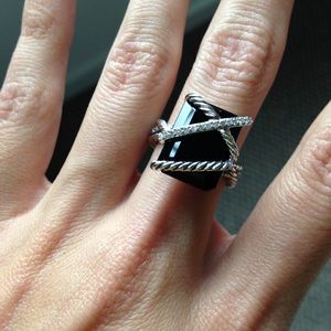 David Yurman Black Onyx Cable Wrap Ring 16x12m