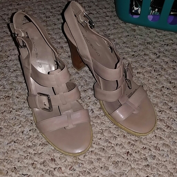 Brown and tan cage heeled sandals